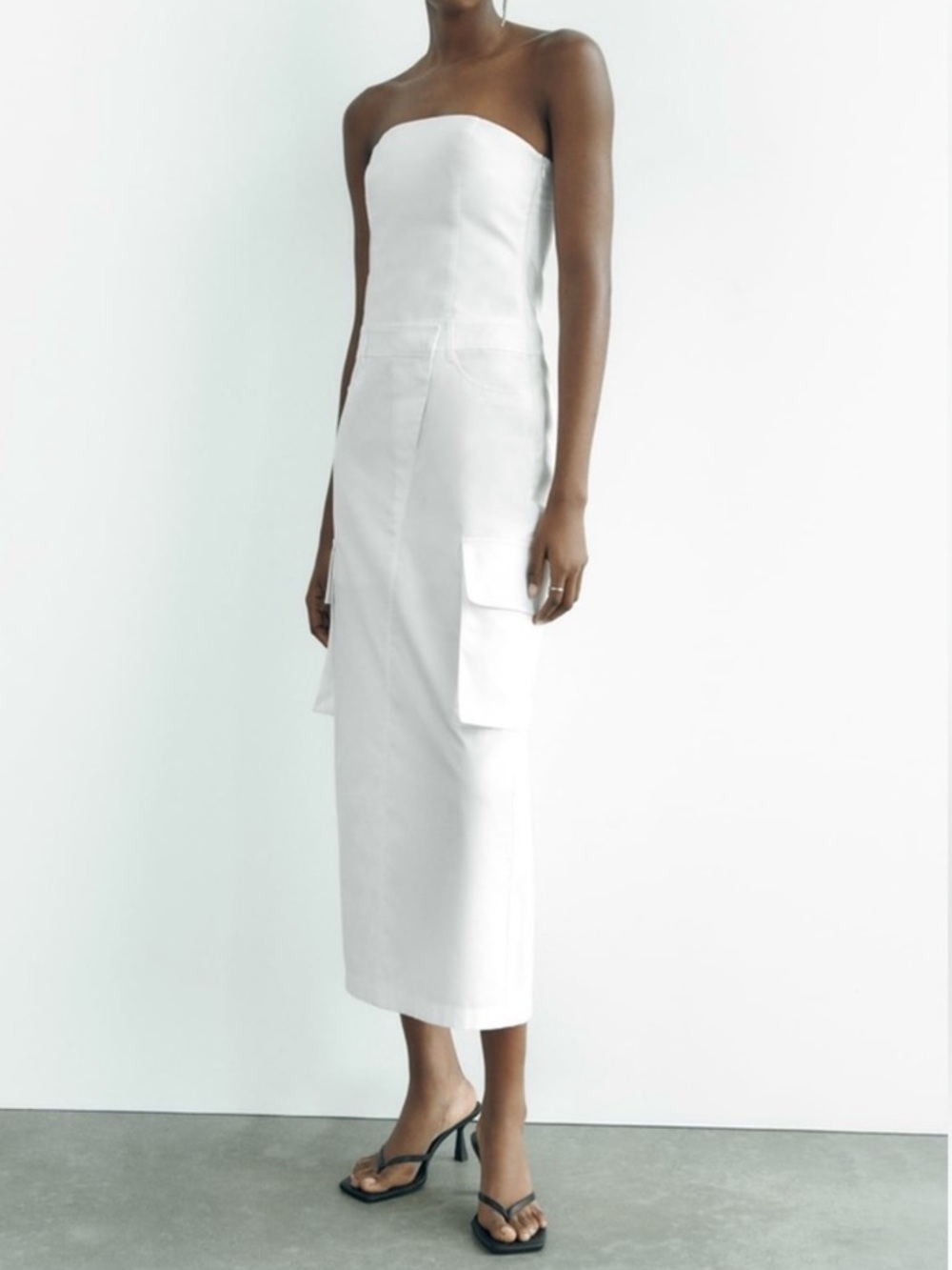 NWOT Zara Strapless Cargo Utility Dress XS